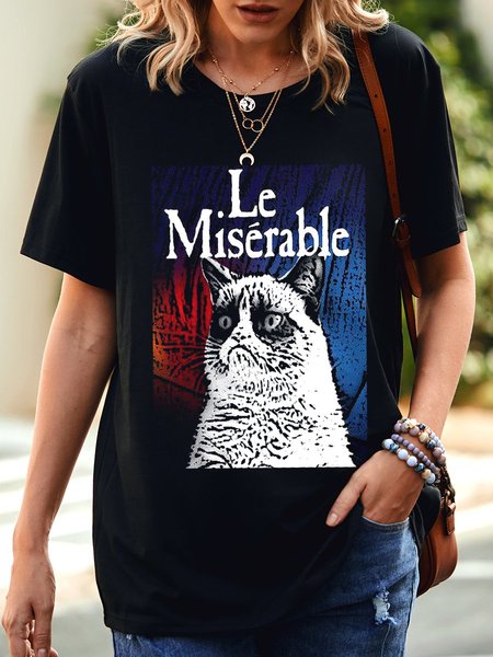 Les Le Miserable Grumpy Cat Funny T Shirt, Black, T-shirts