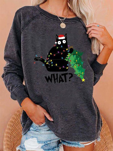 Women's Christmas Funny Cat Print Casual Sweatshirts, Gray, Sweatshirts & Hoodies
Women's Christmas Funny Cat Print Casual Sweatshirts, Gray, Sweatshirts & Hoodies