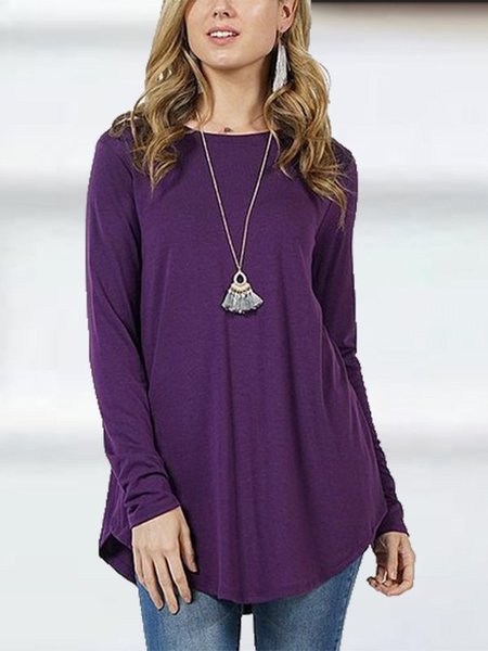 Long Sleeve Casual Shirts & Tops, Purple, Tees & T-shirts