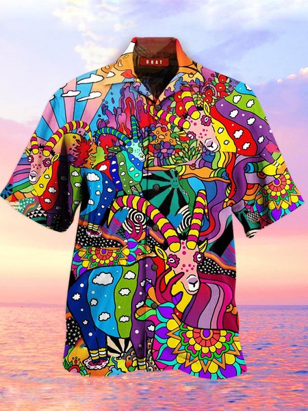 Cotton-Blend Casual Shirts, Multicolor, Men's Floral shirt