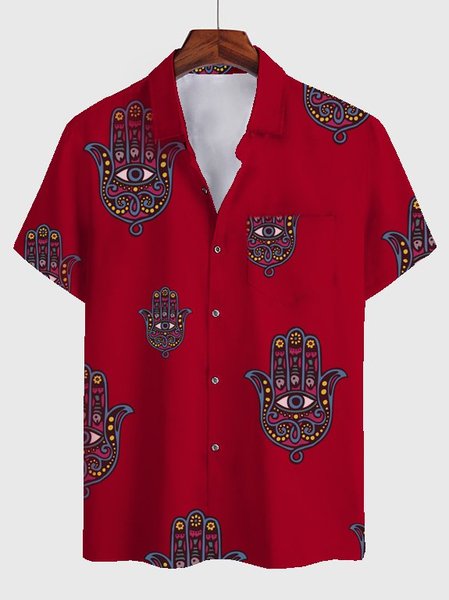 Square Neck Cotton-Blend Shirts & Tops, Red, Winter Clearance