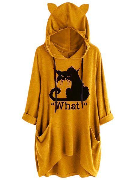 Black Cat Graphic Print Pocket Drawstring Hooded Tee, Yellow, Hoodies&Sweatshirts
Black Cat Graphic Print Pocket Drawstring Hooded Tee, Yellow, Hoodies&Sweatshirts