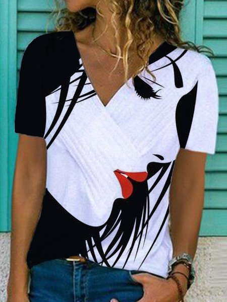 V Neck Vintage Cotton-Blend Short Sleeve Shirts & Tops, White-black, Winter Clearance
V Neck Vintage Cotton-Blend Short Sleeve Shirts & Tops, White-black, Winter Clearance