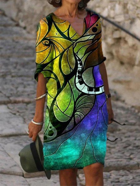 Vintage Multicolore Geometrico Stampato 3/4 Manica Gonna Casuale, Giallo, Dresses
Vintage Multicolore Geometrico Stampato 3/4 Manica Gonna Casuale, Giallo, Dresses