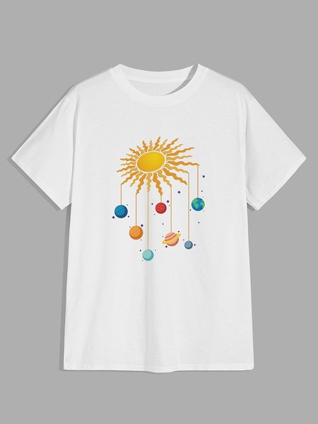 The Seven Planets Of The Solar System Men's Graphic Tee, White, T-shirts