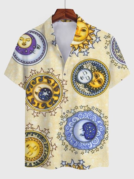 Cotton-Blend Square Neck Abstract Shirts & Tops, Yellow, Winter Clearance
