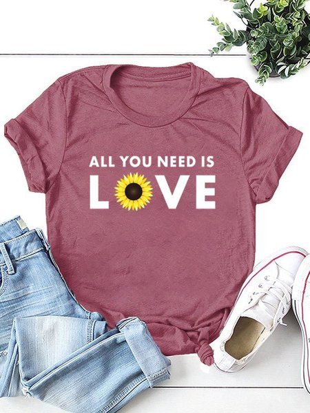 Printed Short Sleeve Sunflower Vintage Tee Shirts & Tops, Cameo brown, T-shirts
Printed Short Sleeve Sunflower Vintage Tee Shirts & Tops, Cameo brown, T-shirts