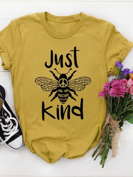 Cotton-Blend Casual Crew Neck T-shirt, Yellow, T-Shirts