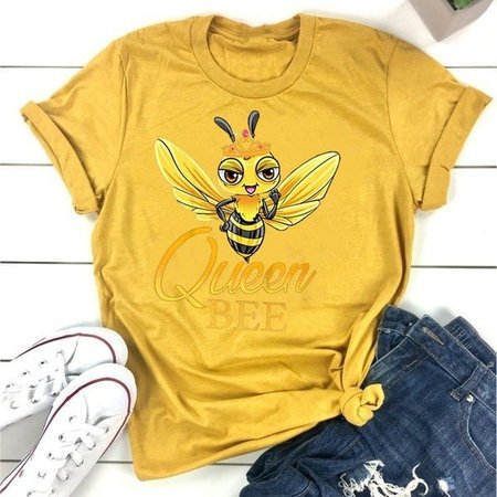 Casual Crew Neck T-shirt, Yellow, Tees & T-shirts