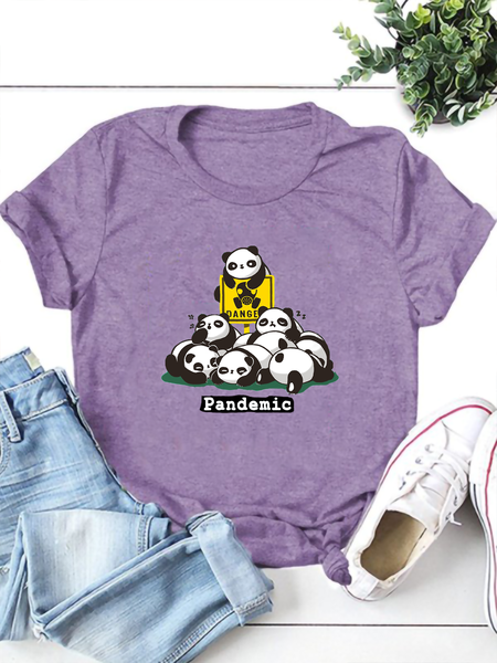 Short Sleeve Floral-Print Shirts & Tops, Light purple, T-shirts