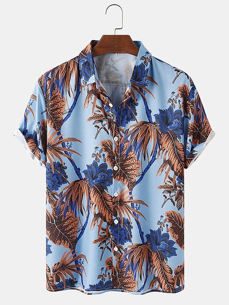 Men's Printed Casual Shirts, Blue, Men's Floral shirt