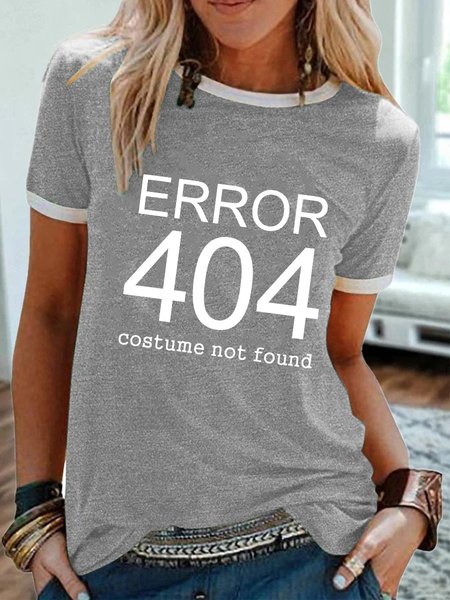 Error 404 Costume Not Found Funny Graphic Crew Neck Tee, Gray, T-shirts