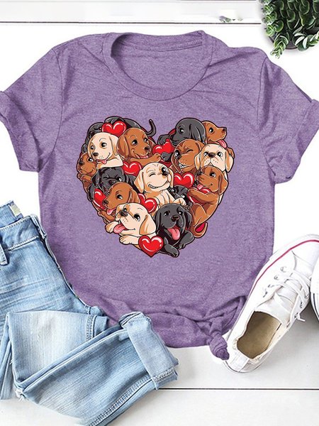 Valentine's Day Heart Shaped Labrador Retriever Graphic Tee, Purple, T-shirts