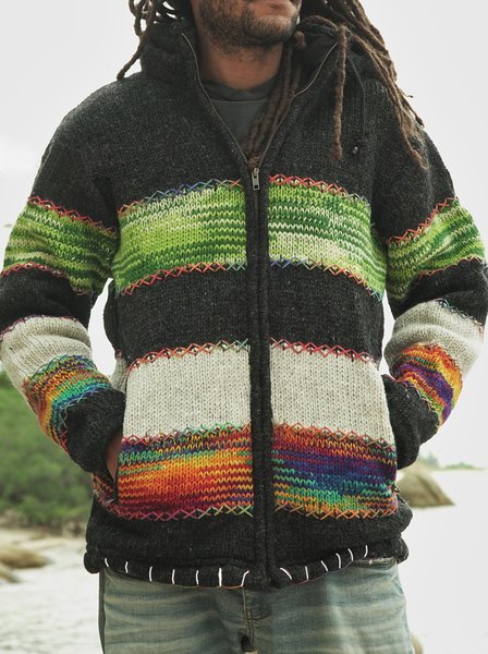 Color-Block Colorblock Sweater, Green, Men Winter Clearance