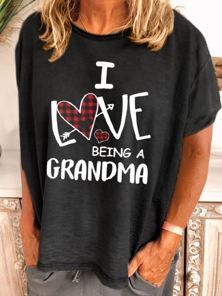I Love Being A Grandma Short Sleeve T-shirt, Black, T-shirts