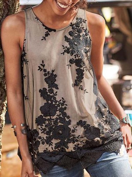 Floral Sleeveless Printed Cotton-blend Crew Neck Vintage Summer KHAKI Top, Tank Tops & Camis
Floral Sleeveless Printed Cotton-blend Crew Neck Vintage Summer KHAKI Top, Tank Tops & Camis