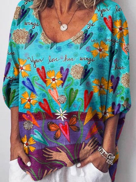 Crew Neck Casual Shirt, Blue, T-shirts