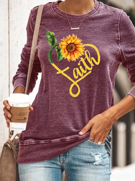 Faith Love Sunflower Women's T-Shirt, Purple red, Hoodies&Sweatshirts