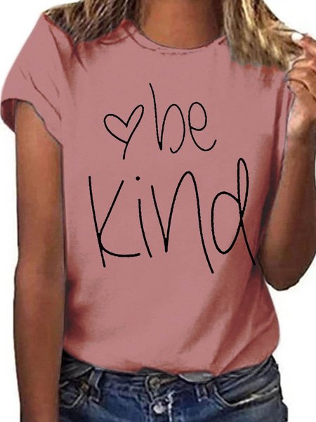 Be Kind Graphic Casual Short Sleeve Tee, Brick red, T-shirts