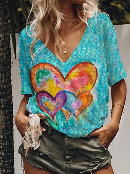 Valentine's Day Color Heart Shaped Oil Painting Graphic Tee, As picture, T-shirts
Valentine's Day Color Heart Shaped Oil Painting Graphic Tee, As picture, T-shirts
