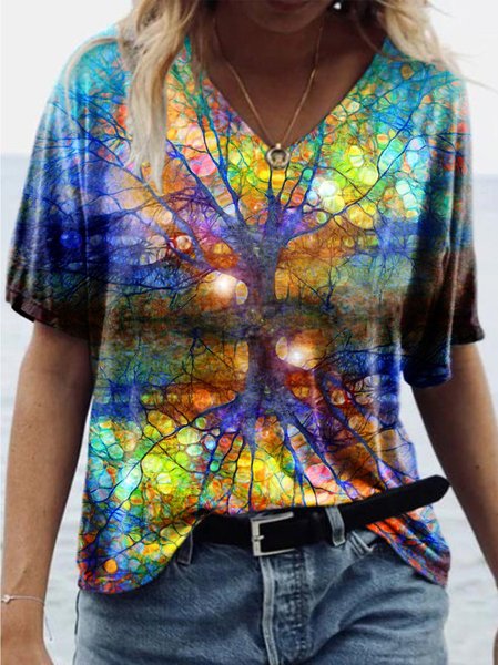 Tree Painting Print T-shirt, Color, T-shirts