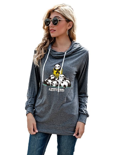 Black Panda Women's Sweatshirt, Grey, Hoodies&Sweatshirts