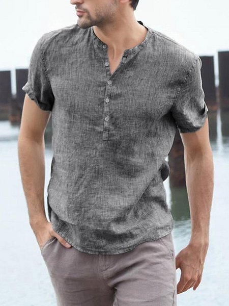 Plain Casual Shirts & Tops, Black, Men's basic shirt