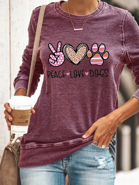 PEACE LOVE DOGS Letter Long Sleeve Woman's Shirts & Tops, Pueple, Hoodies&Sweatshirts
PEACE LOVE DOGS Letter Long Sleeve Woman's Shirts & Tops, Pueple, Hoodies&Sweatshirts