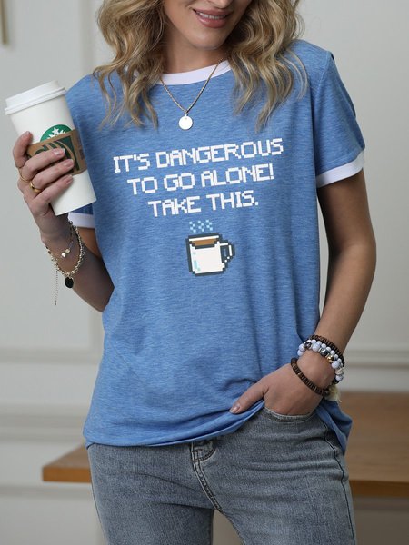 It's Dangerous To Go Alone Take This Graphic Tee, Blue, T-shirts