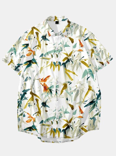 Printed Holiday Shirts & Tops, Green, Men's Floral shirt