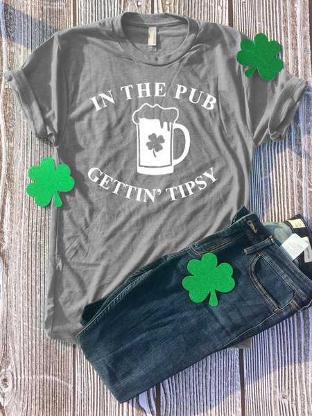 In the Pub Gettin' Tipsy St Patricks Day Drinking Tee, Gray, T-shirts