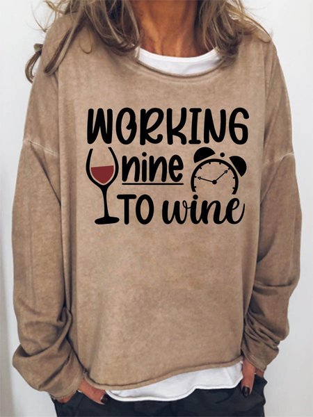 Working Nine to Wine Graphic Long Sleeve Crew Neck Sweatshirt, Light brown, Hoodies&Sweatshirts
Working Nine to Wine Graphic Long Sleeve Crew Neck Sweatshirt, Light brown, Hoodies&Sweatshirts