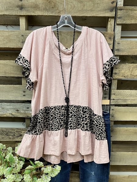Casual Leopard Color-Block Ruffled Animal Print SleeveShirts & Tops, Pink, T-Shirts
Casual Leopard Color-Block Ruffled Animal Print SleeveShirts & Tops, Pink, T-Shirts