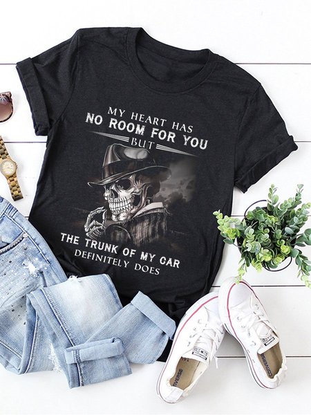 Skeleton My Heart Has No Room For You But The Trunk Of My Car Definitely Does Graphic Round Neck Short Sleeve Loose Tee, Black, T-shirts
Skeleton My Heart Has No Room For You But The Trunk Of My Car Definitely Does Graphic Round Neck Short Sleeve Loose Tee, Black, T-shirts