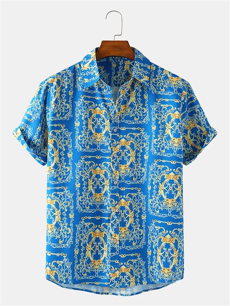 Casual Printed Shirts & Tops, Blue, Men's Tops