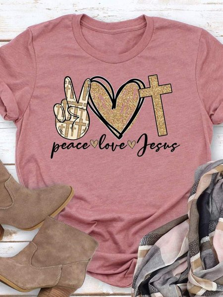 Peace Love Jesus Golden Graphics Tee, Brick red, T-shirts
