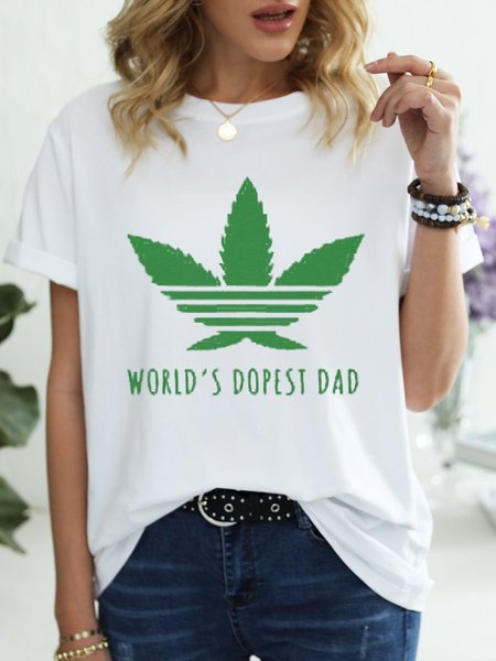 Weed World's Dopest Dad T-shirt, White, T-shirts