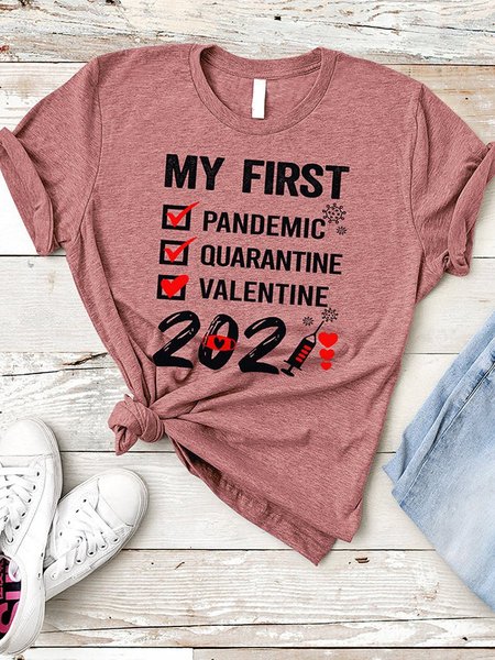 My First Pandemic Quarantine Valentine 2021 Graphic Tee, Brick red, T-shirts