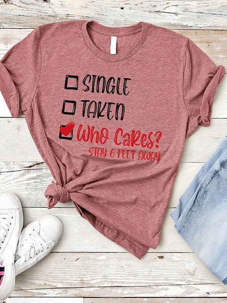 Single Taken Who Case Six Feet Away Graphic Tee, Brick red, T-shirts