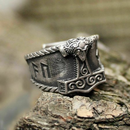 Viking Good Luck Rune Mjolnir Alloy Thor's Hammer Nordic Ring, Silver gray, Men Other Jewelry
Viking Good Luck Rune Mjolnir Alloy Thor's Hammer Nordic Ring, Silver gray, Men Other Jewelry
