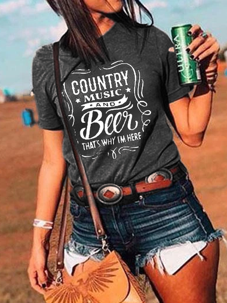 Country Music And Beer Tee, Black, T-shirts