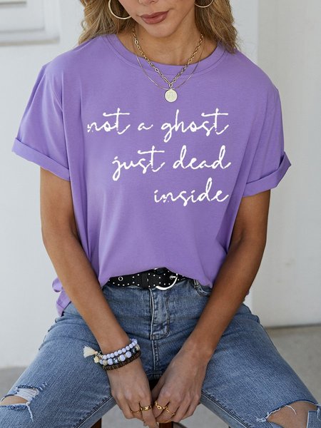 Not A Gost Just Dead Inside Letter Short Sleeve Casual Woman's Shirts & Tops, Purple, T-shirts
Not A Gost Just Dead Inside Letter Short Sleeve Casual Woman's Shirts & Tops, Purple, T-shirts