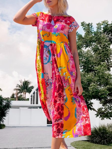 Women red Spring boho maxi Shift Half short Sleeve Floral Dress, Multicolor, Summer Dresses
Women red Spring boho maxi Shift Half short Sleeve Floral Dress, Multicolor, Summer Dresses