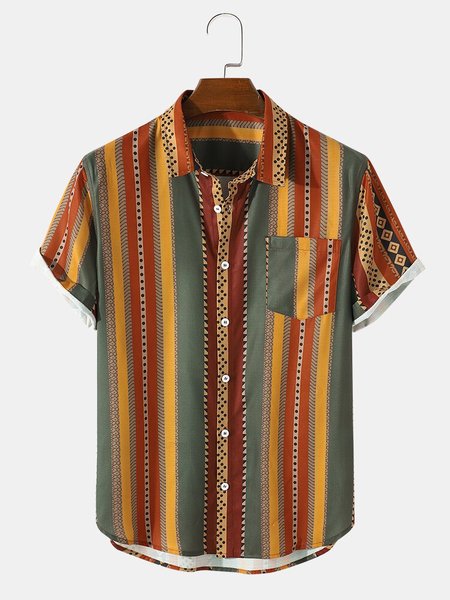Men's Striped Printed Shirts, Red, Shirts