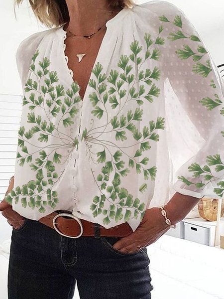 Floral Shift Blouse, Green, Blouses & Shirts