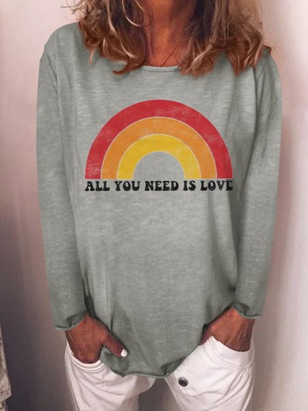 All You Need Is Love Crew Neck Long Sleeve Woman's Shirts & Tops, Gray, T-shirts
All You Need Is Love Crew Neck Long Sleeve Woman's Shirts & Tops, Gray, T-shirts