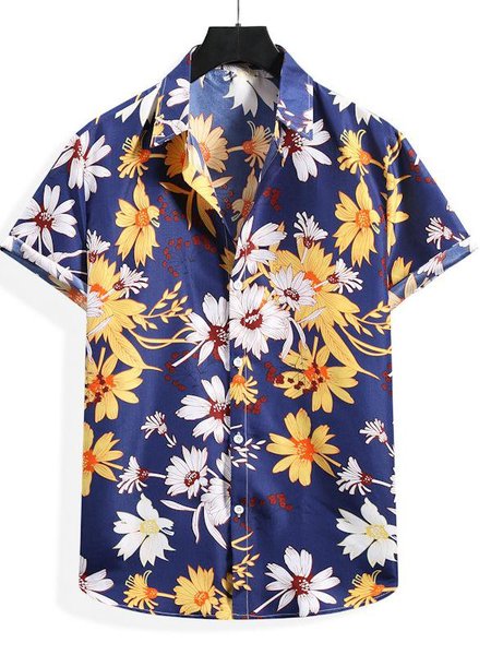 Tribal Casual Shirt Collar Shirts & Tops, Blue, Blouses&Shirts
