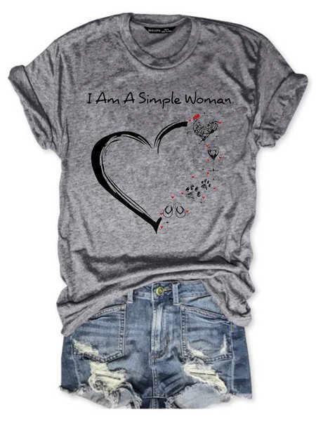I Am A Simple Woman Flip Flop Dog Paw Wine Chicken T-shirt, Gray, T-shirts