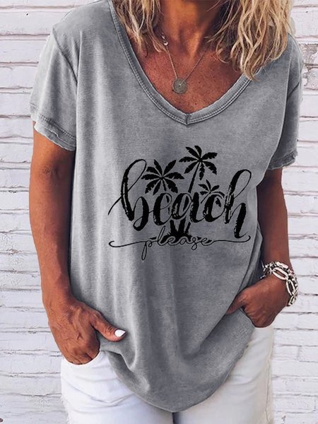 Beach Please Tee, Gray, T-shirts