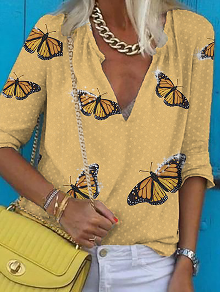 Plus size Monarch Butterfly Printed Casual Shirts & Tops, Yellow, Blouses & Shirts
Plus size Monarch Butterfly Printed Casual Shirts & Tops, Yellow, Blouses & Shirts